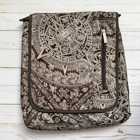 Messenger Crossbody Bag Mayan Aztec Inspired Print - Picture 1 of 13